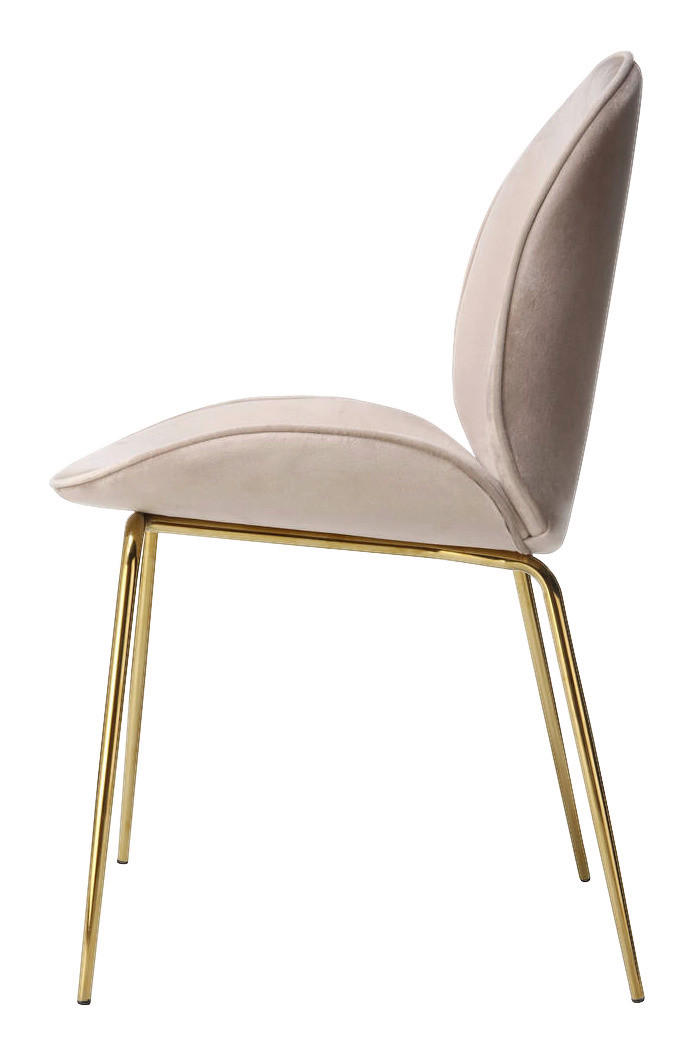 Stuhl Charlize 100 2er beige Microfaser B/H/T: ca. 48x87x59 cm Charlize 100 2er - beige/messing (48,00/87,00/59,00cm) - 360 Living