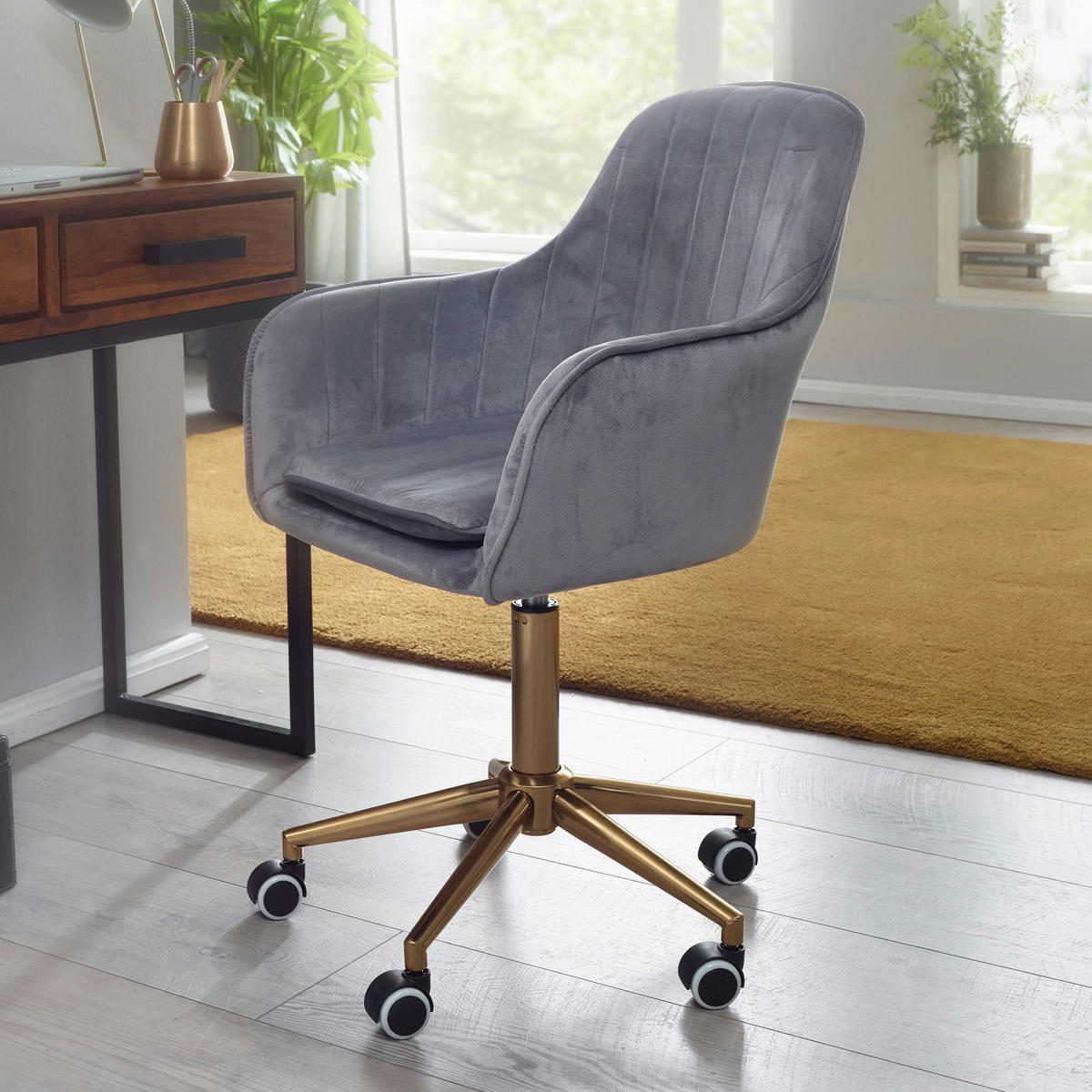 Drehstuhl grau Bürostuhl - grau (52,00/105,00/54,00cm) - Amstyle