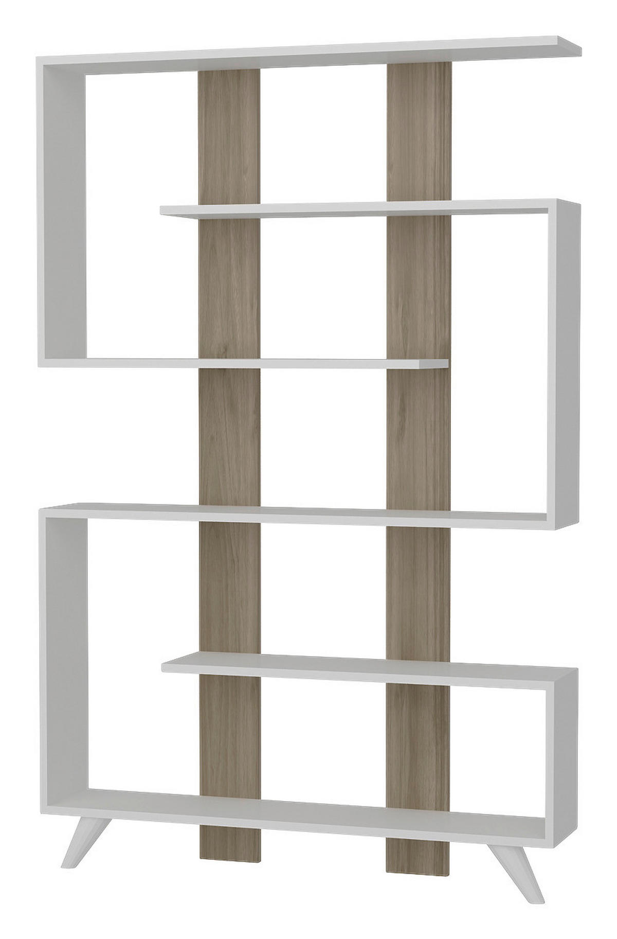 Regal Rain weiß walnuss Nachbildung B/H/T: ca. 120x162x20 cm Rain - weiß/walnuss (120,00/162,00/20,00cm) - moebel17