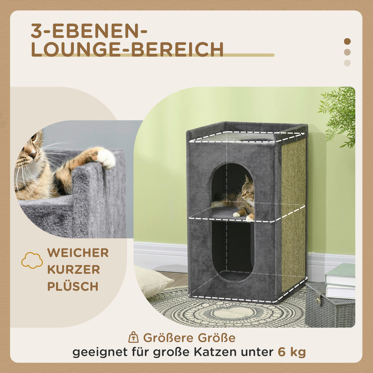 PawHut Tier-Zubehör grau Spanplatte B/H/L: ca. 45x45x81 cm Kratztonne - grau (81,00/45,00/45,00cm) - PawHut