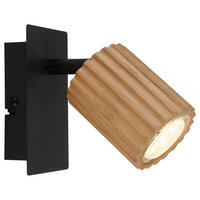 GLOBO Spot WENZEL 57037-1 mattschwarz dunkelbraun Holz Metall H/L: ca. 13,5x8 cm GU10 1 Brennstellen WENZEL - dunkelbraun/mattschwarz (8,00cm) - GLOBO