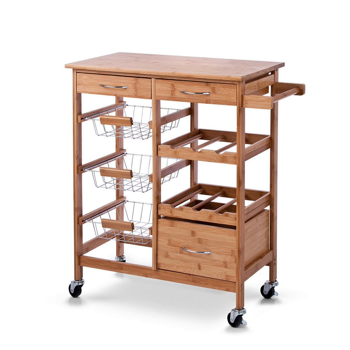 Zeller Küchenrollwagen braun Bambus B/H/L: ca. 36x84x66 cm Küchenrollwagen - braun (66,00/36,00/84,00cm) - Zeller