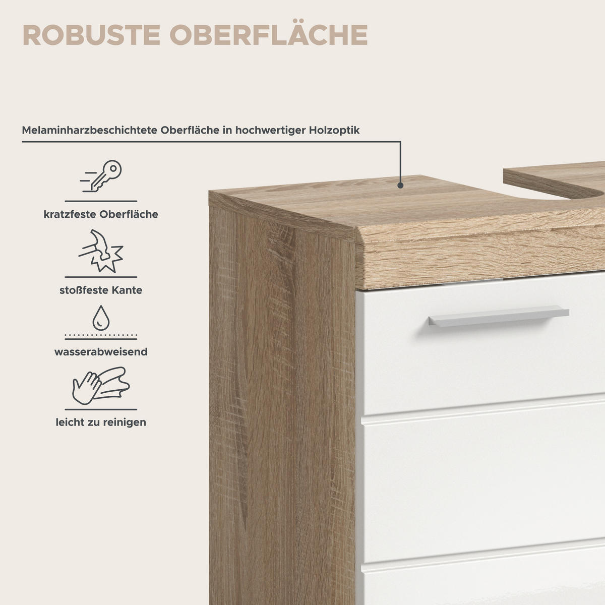 Badezimmer-Set Lambada Eiche Sonoma Nachbildung weiß Hochglanz B/H/T: ca. 149x34x191 cm Lambada - Eiche/weiß (149,00/34,00/191,00cm) - xonox.home