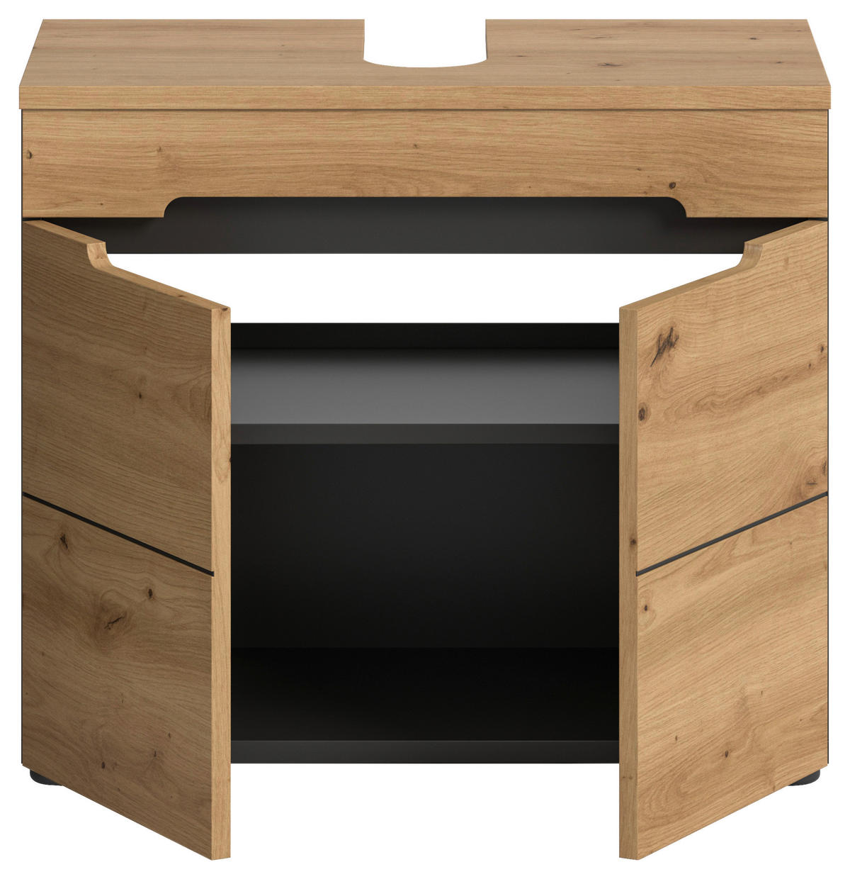 Waschbeckenunterschrank Canu Basalt Eiche Artisan Nachbildung B/H/T: ca. 63x55x34 cm Canu - Eiche/Basalt (63,00/55,00/34,00cm) - xonox.home