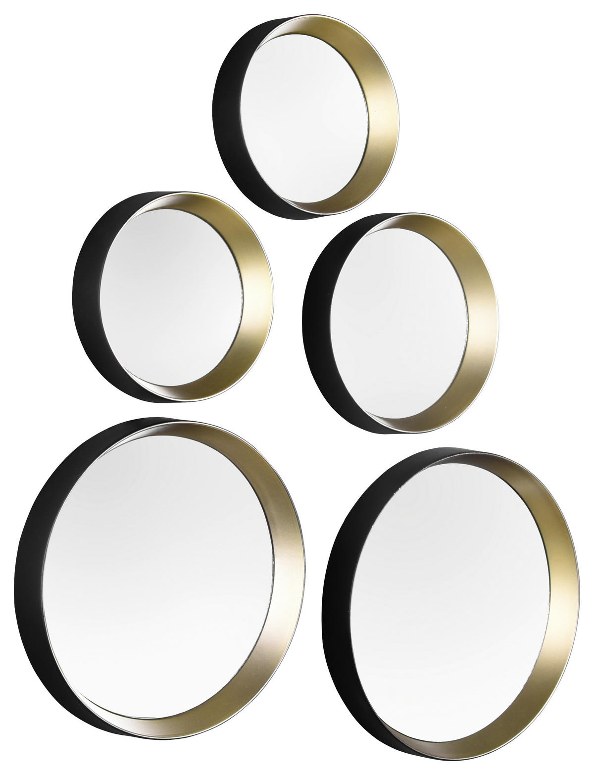 Mirrors&More Wandspiegel-Set VIVIEN, 5-teilig schwarz gold Optik H/T/D: ca. 15x2x25 cm VIVIEN, 5-teilig - gold/schwarz (25,00/15,00cm) - Mirrors&More