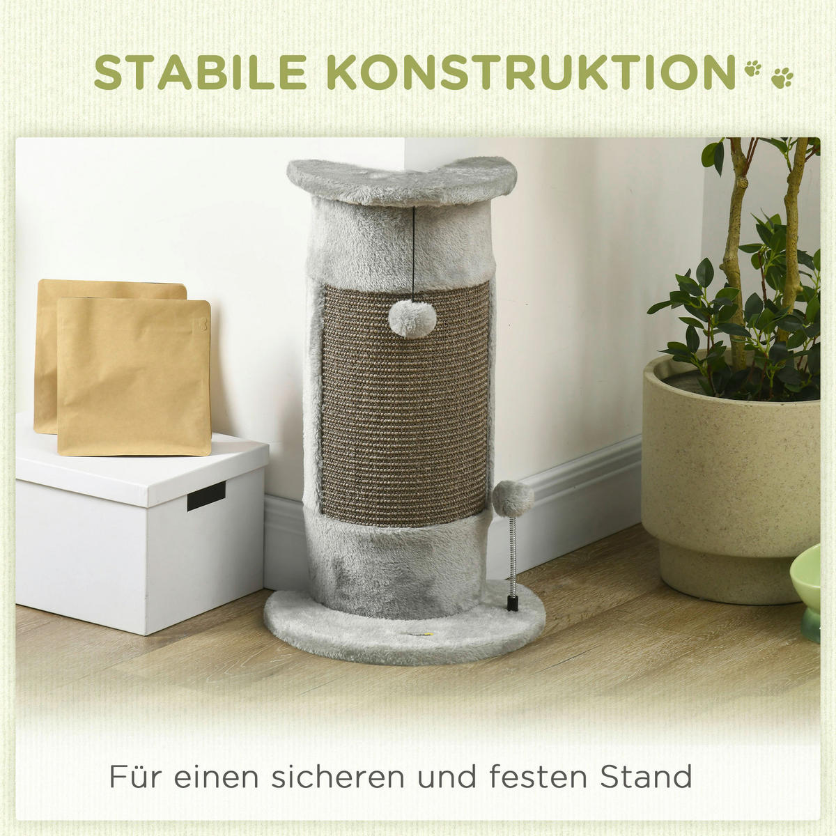 PawHut Kratzbaum grau Polypropylen B/H/L: ca. 25,5x34x58 cm Kratzbaum - grau (58,00/25,50/34,00cm) - PawHut