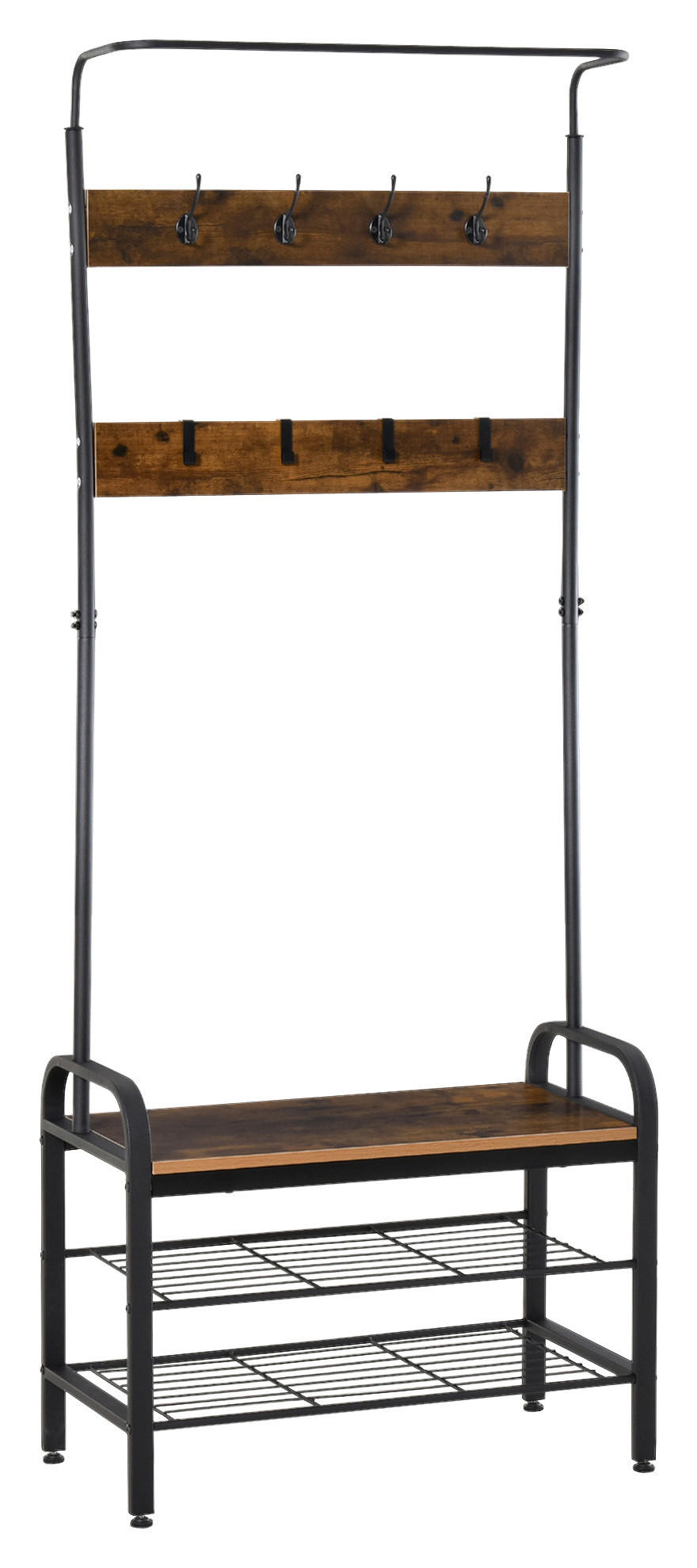 HOMCOM Garderobe schwarz Polypropylen B/H/L: ca. 34x72x185 cm Garderobenmodul - natur/schwarz (185,00/34,00/72,00cm) - HOMCOM