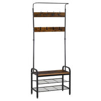 HOMCOM Garderobe schwarz Polypropylen B/H/L: ca. 34x72x185 cm Garderobenmodul - natur/schwarz (185,00/34,00/72,00cm) - HOMCOM