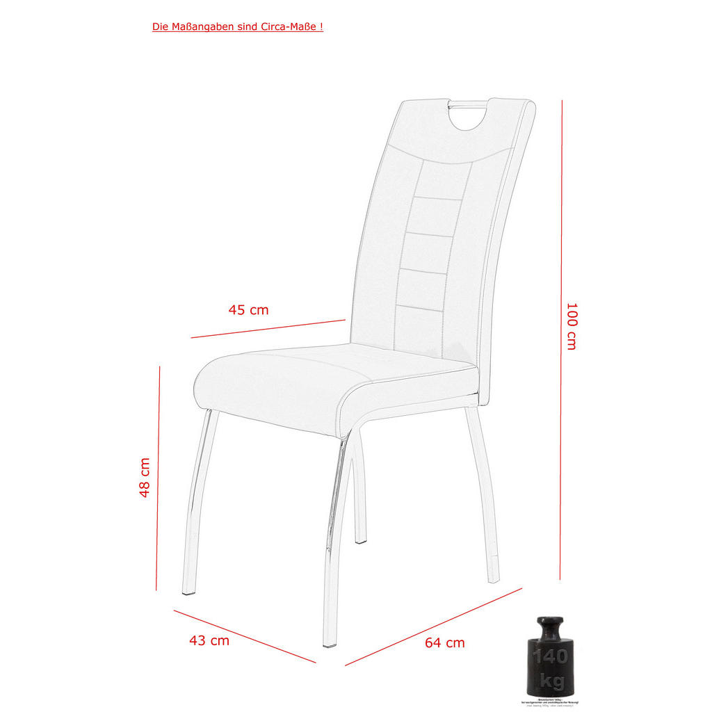 Thumbnail - Stuhl Andrea 2er Set Cappuccino Kunstleder Metall B/H/T: ca. 43x100x64 cm