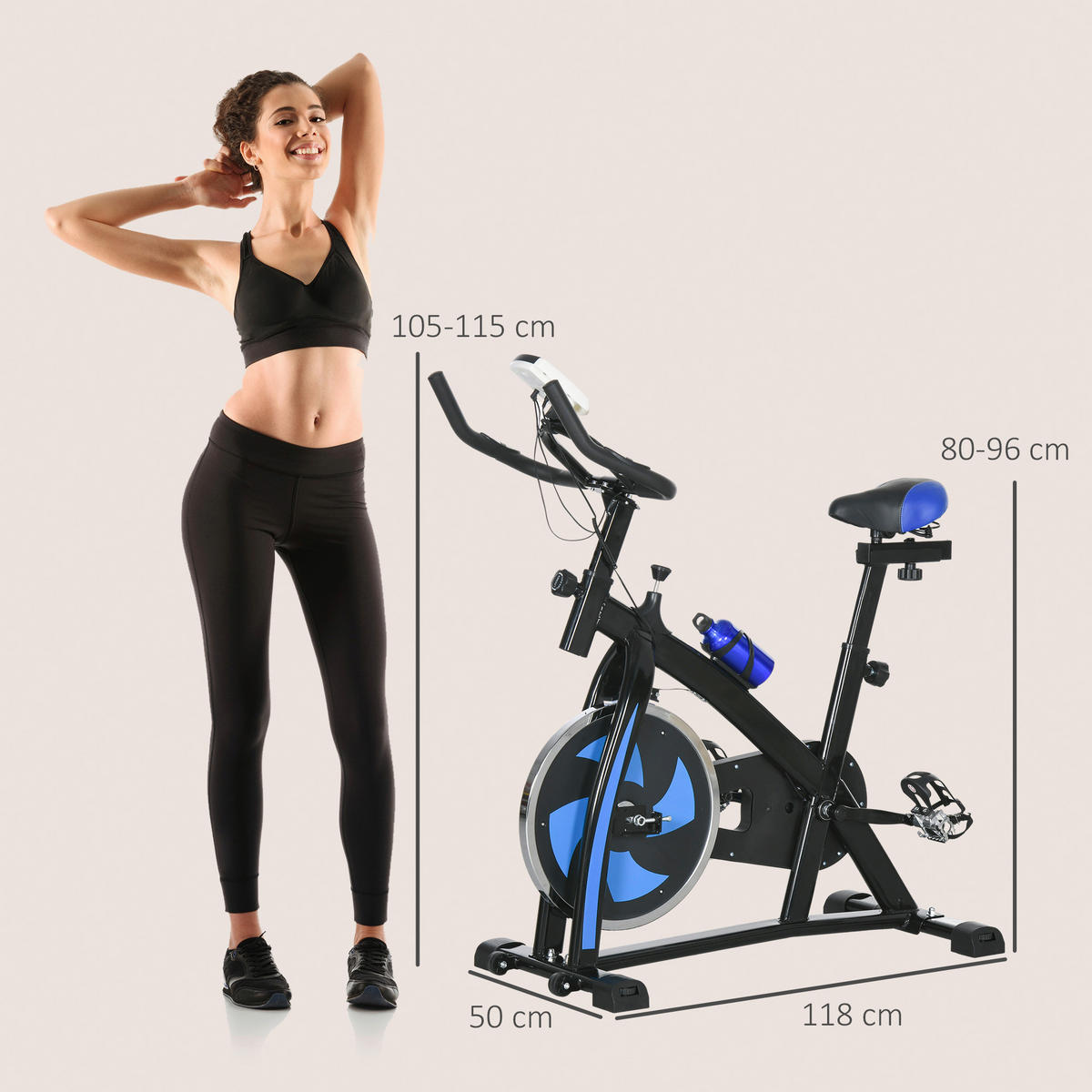 SPORTNOW Heimtrainer blau Stahl B/H/L: ca. 50x115x118 cm Heimtrainer - blau (118,00/50,00/115,00cm) - SPORTNOW