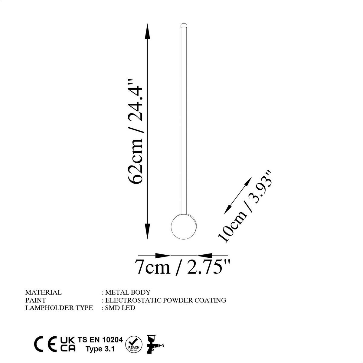 Opviq Wandleuchte Sword-13480 schwarz B/H/T/L: ca. 7x10x7x62 cm Sword - schwarz (62,00/7,00/10,00cm) - Opviq