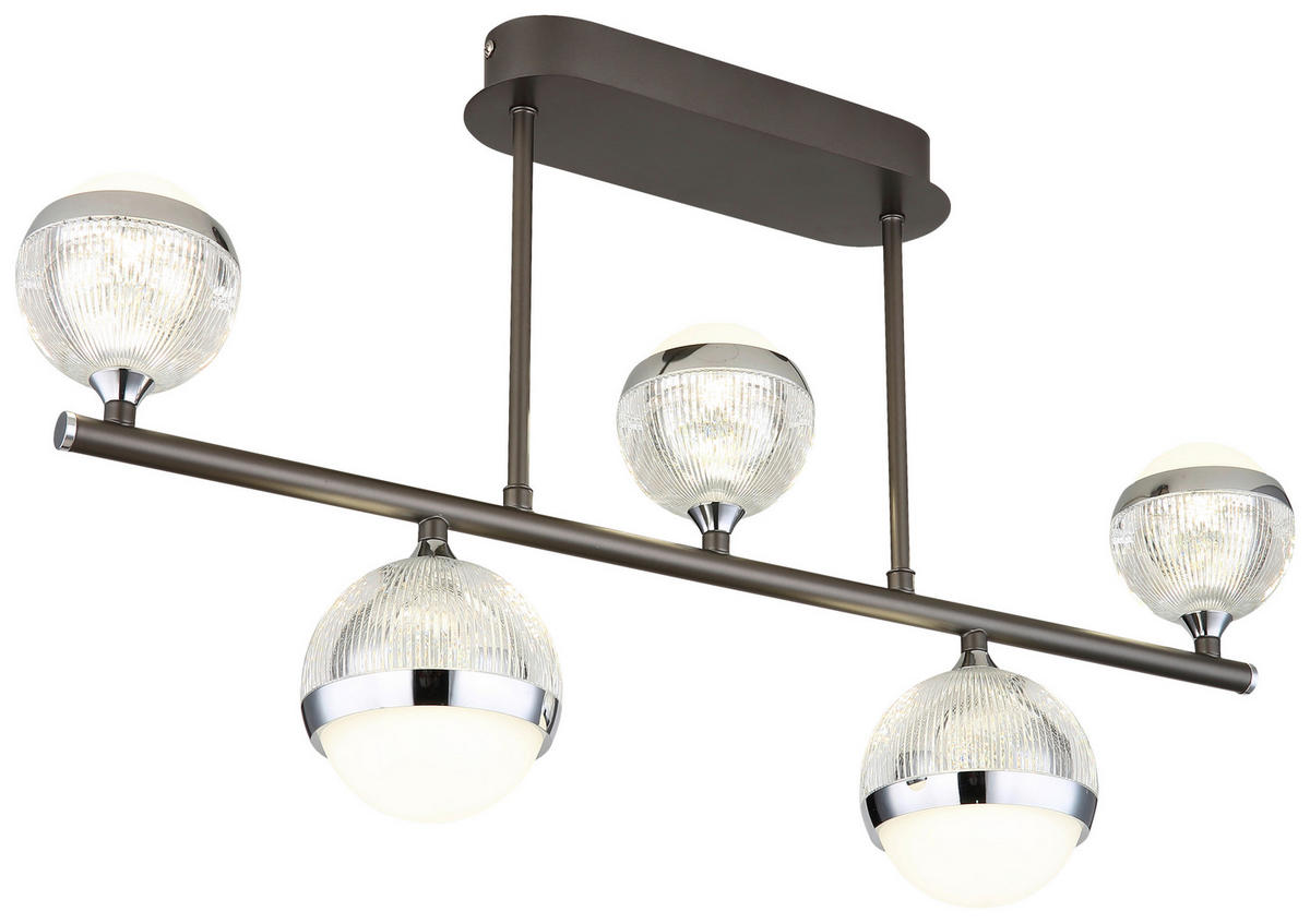 GLOBO LED-Deckenleuchte Chrom titanfarbig transparent Acryl Aluminium Metall B/H/T: ca. 11x37x65 cm UNTSY - titanfarbig/Chrom (11,00/37,00/65,00cm) - GLOBO