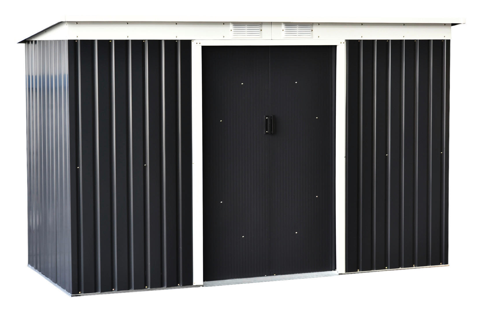 Outsunny Gartenschrank dunkelgrau Stahl B/H/L: ca. 130x173x277 cm Gartenschrank_mit_Schiebetür - dunkelgrau (277,00/130,00/173,00cm) - Outsunny