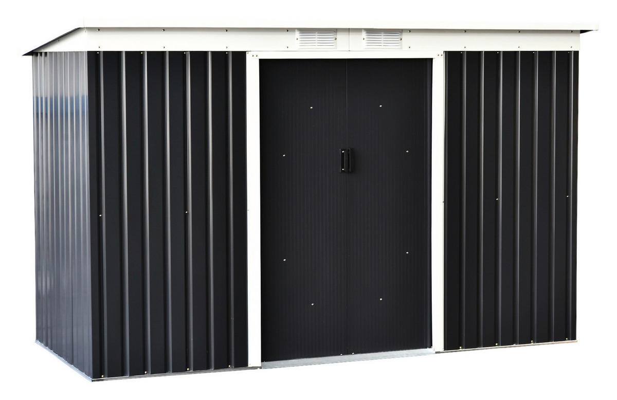 Outsunny Gartenschrank dunkelgrau Stahl B/H/L: ca. 130x173x277 cm Gartenschrank_mit_Schiebetür - dunkelgrau (277,00/130,00/173,00cm) - Outsunny