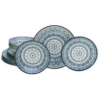 CreaTable Tafelservice Mexico blau Steingut 18 tlg. Mexico - blau (31,50/30,50/33,00cm) - CreaTable