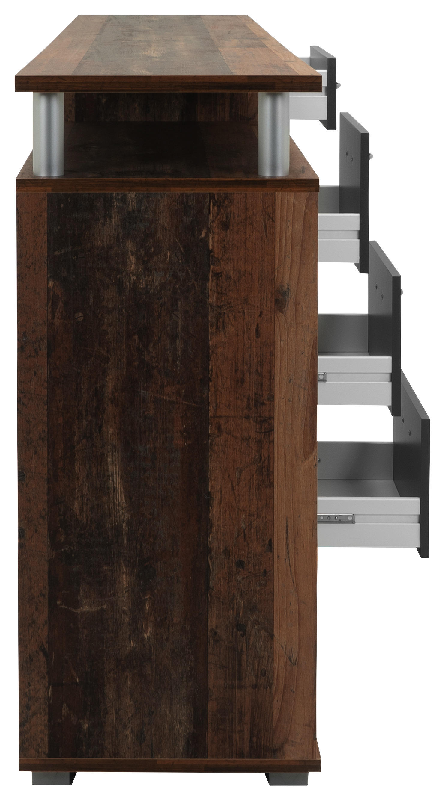 Sideboard Maximo Old Wood Nachbildung B/h/t: Ca. 208x94x38 Cm Maximo - Alu/anthrazit (208,00/94,00/38,00cm)