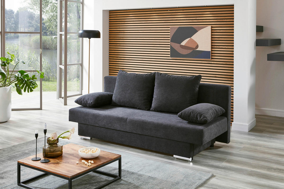 Schlafsofa Grenoble anthrazit B/H/T: ca. 190x80x50 cm Grenoble - Chrom/anthrazit (190,00/80,00/50,00cm)