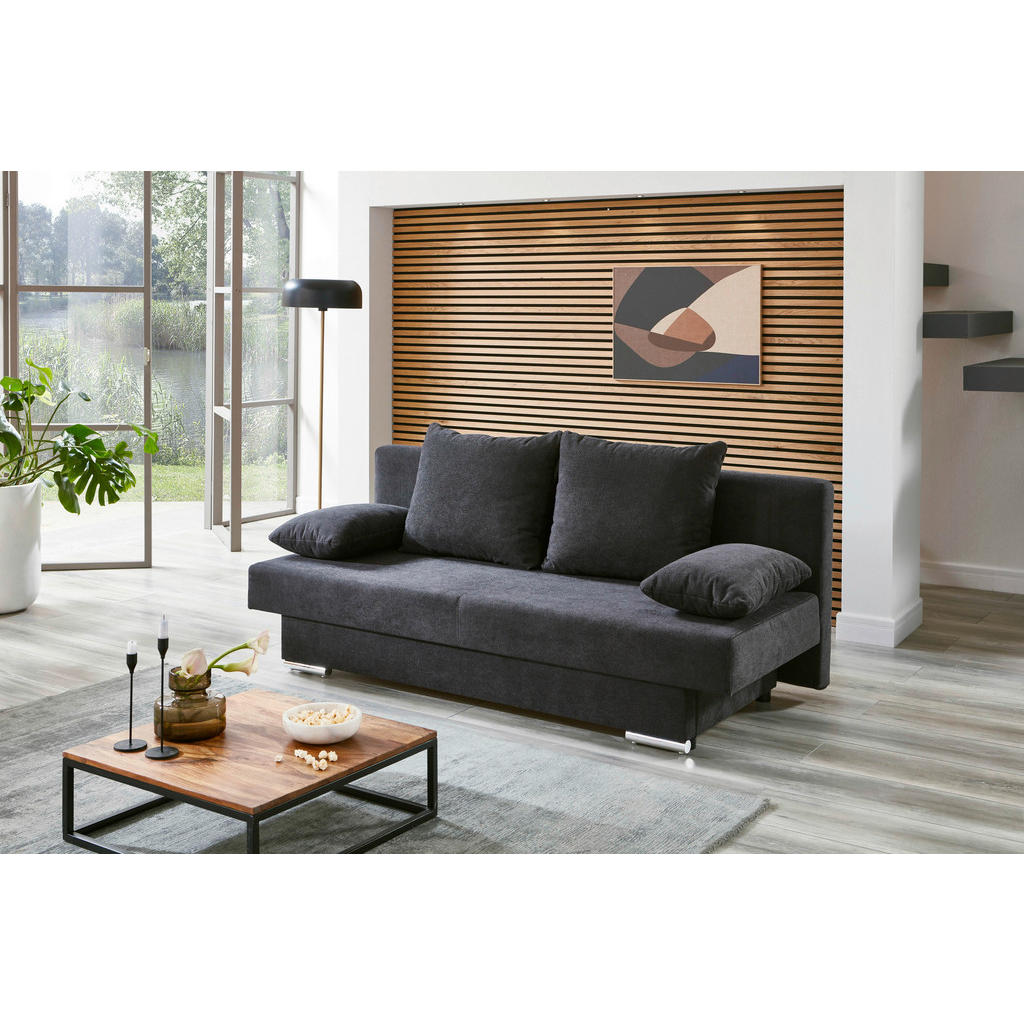 Thumbnail - Schlafsofa Grenoble anthrazit Microfaser B/H/T: ca. 190x80x50 cm