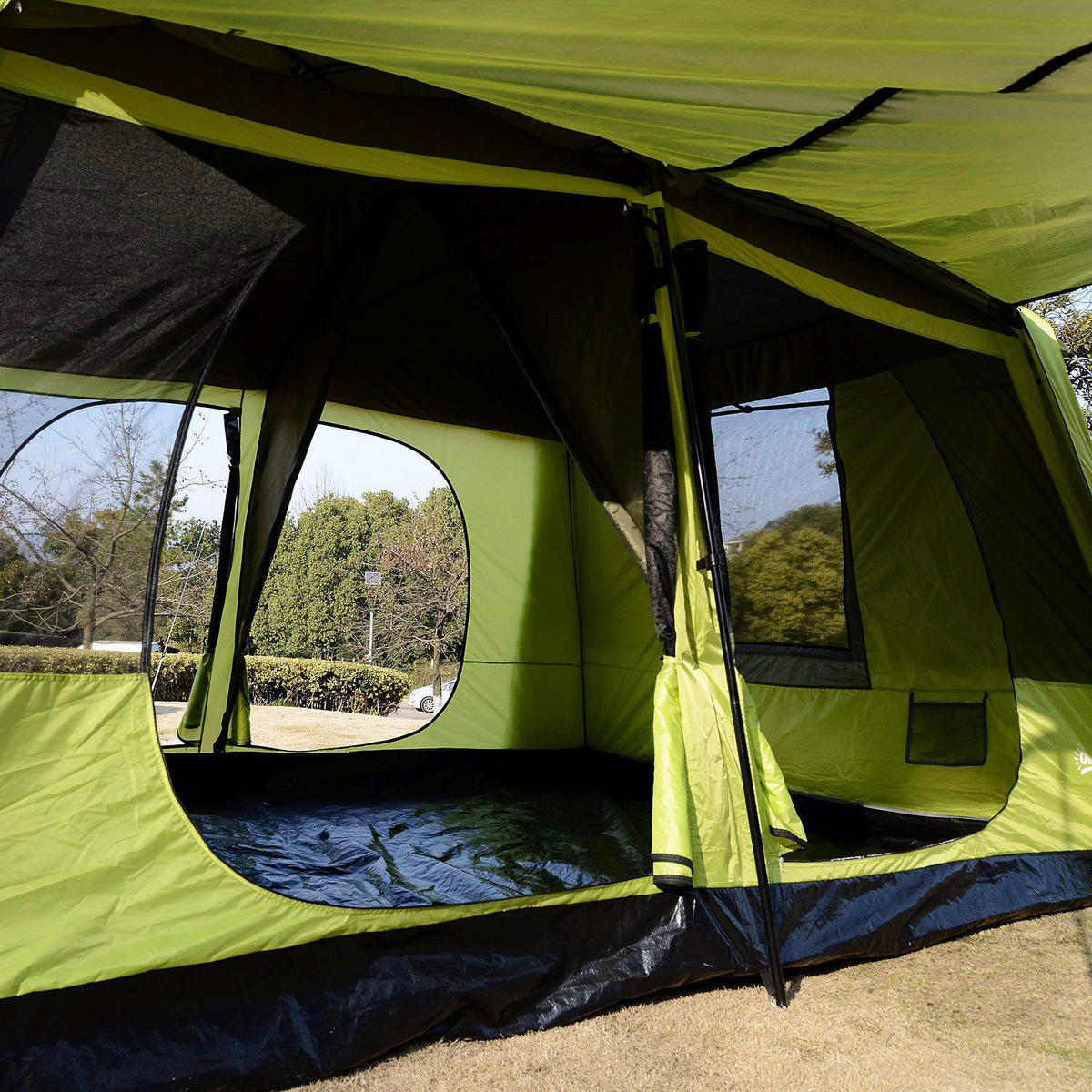 Outsunny Familienzelt gelb Metall B/H/L: ca. 310x225x410 cm Familienzelt - gelb/grün (410,00/310,00/225,00cm) - Outsunny