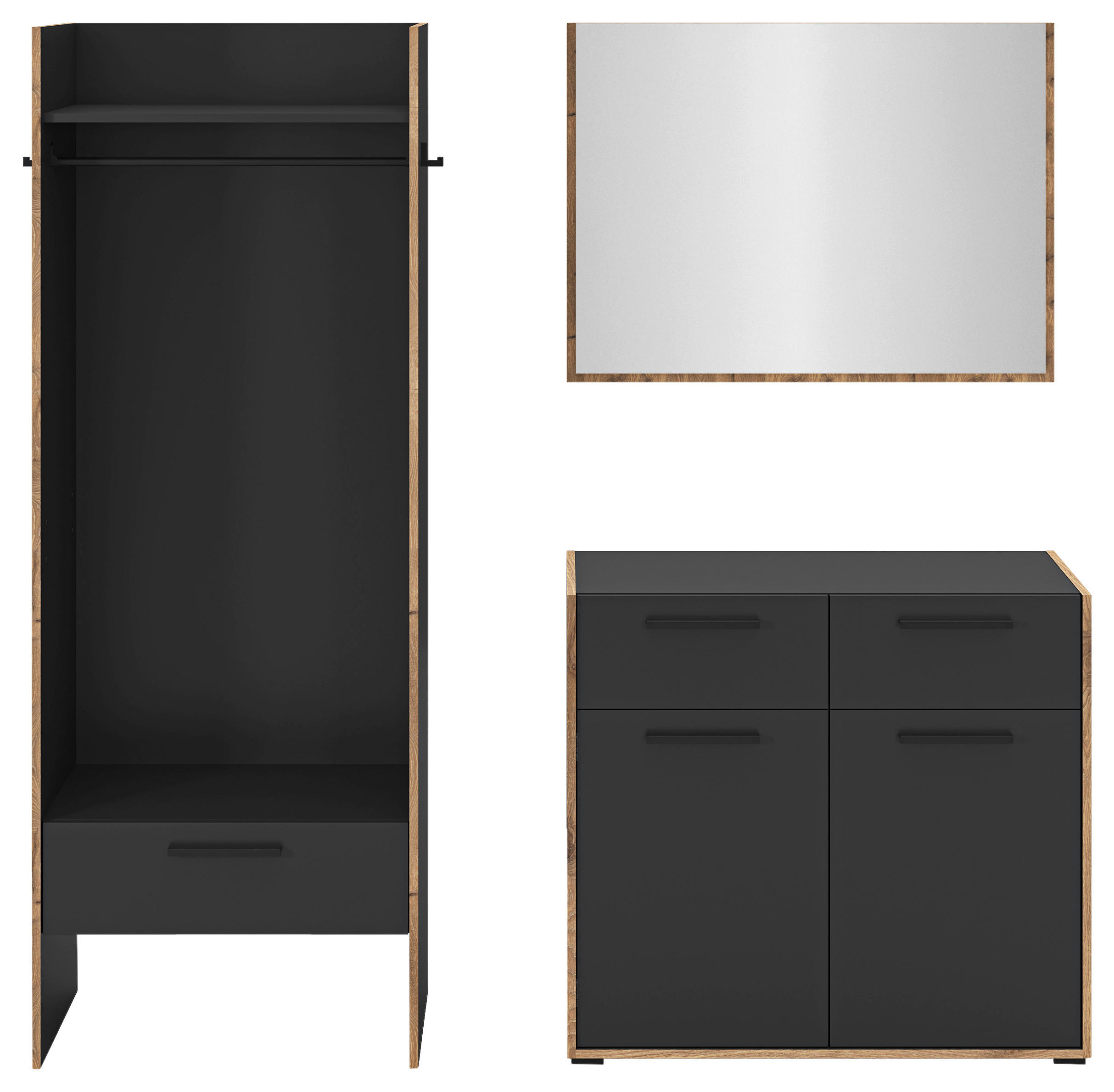 Garderobe Bueno Basalt Nox Oak Nachbildung B/H/T: ca. 180x189x37 cm Bueno - Basalt (180,00/189,00/37,00cm) - xonox.home
