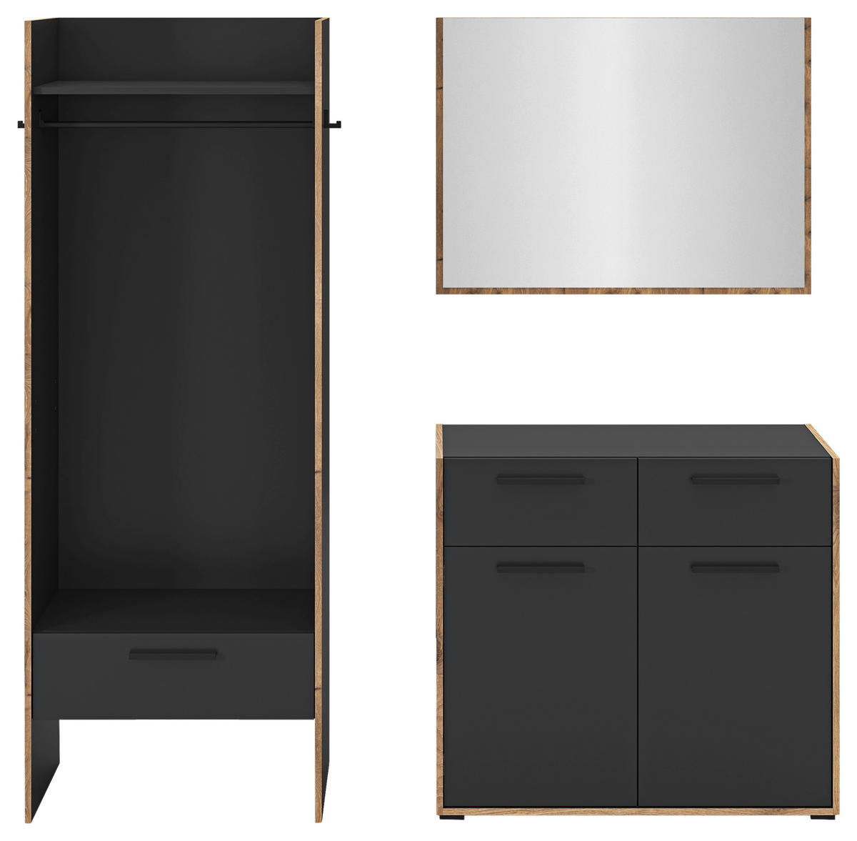 Garderobe Bueno Basalt Nox Oak Nachbildung B/H/T: ca. 180x189x37 cm Bueno - Basalt (180,00/189,00/37,00cm) - xonox.home