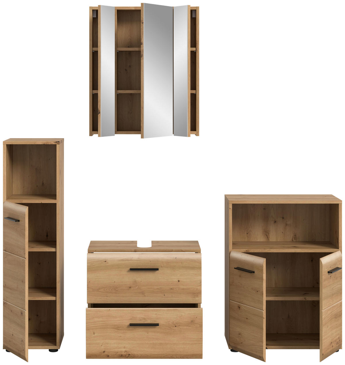 Badezimmer-Set Ice Artisan Oak Nachbildung B/H/T: ca. 180x185x30 cm Ice - (180,00/185,00/30,00cm) - xonox.home