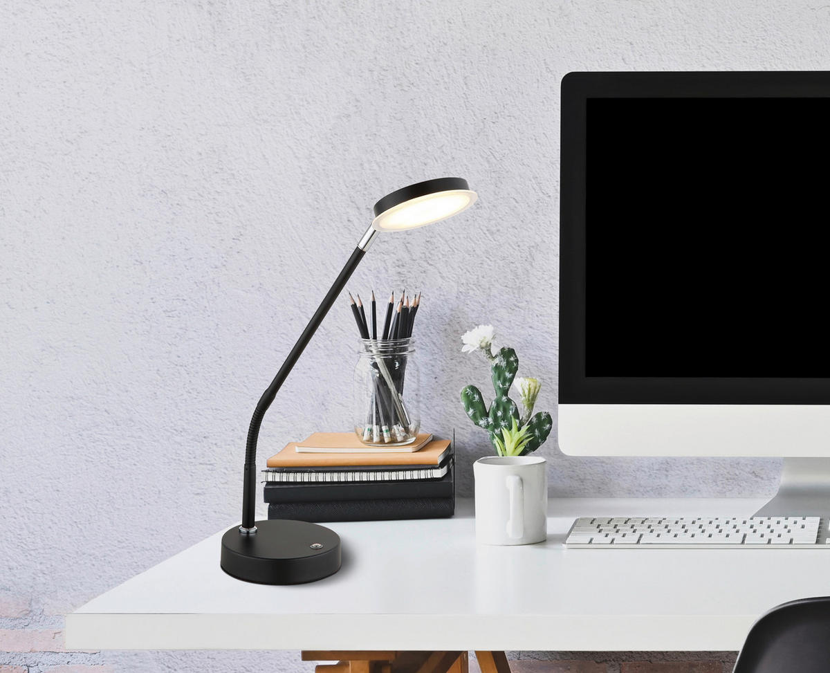 GLOBO Tischleuchte mattschwarz Metall B/H/L: ca. 13x52x43 cm 1 Brennstellen SILVIO - mattschwarz (43,00/13,00/52,00cm) - GLOBO