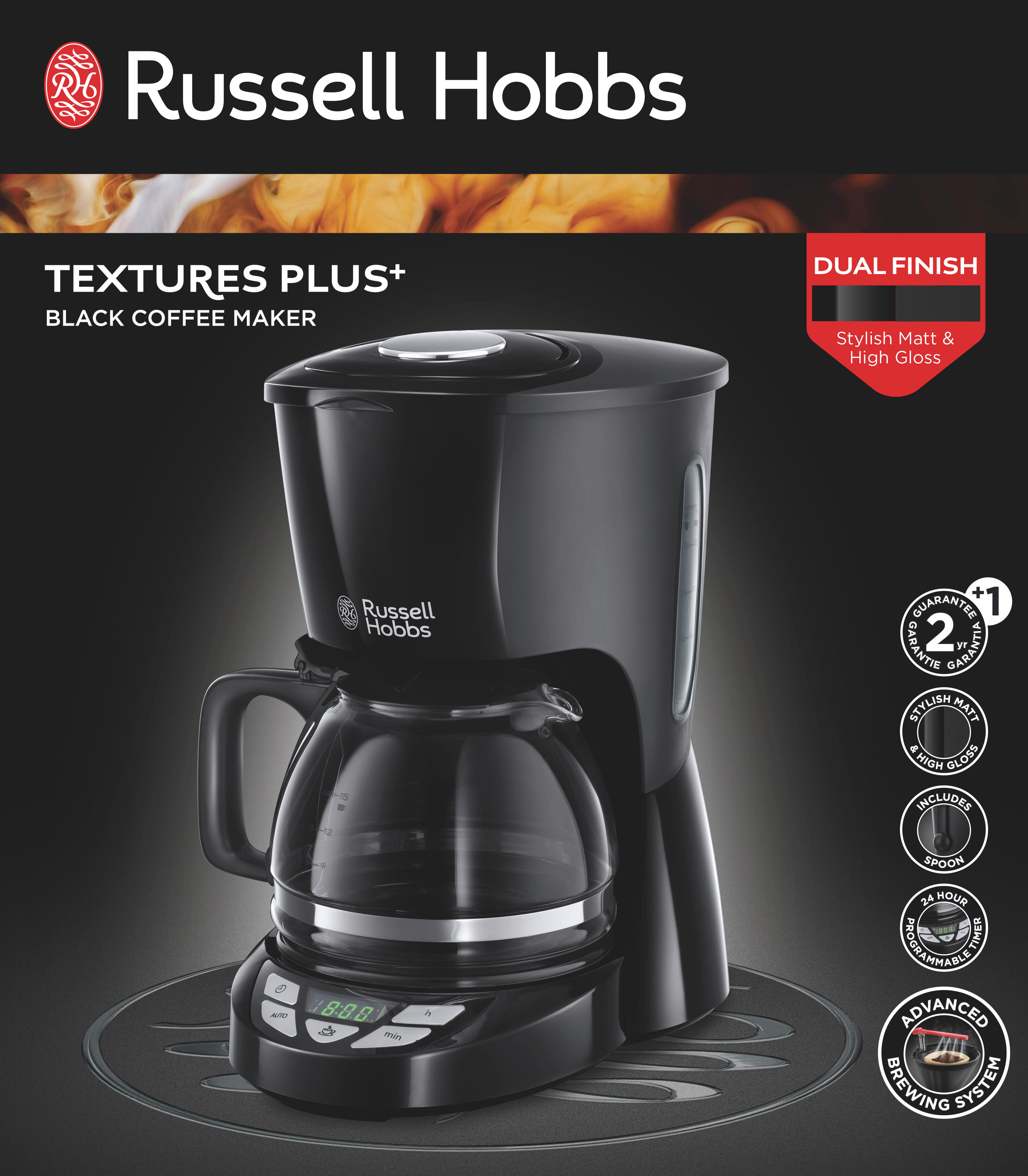 Russell Hobbs Kaffeeautomat 22620-56 schwarz Kunststoff B/H/L: ca. 20,5x31x29 cm Kaffeeautomat_Textures_22620-56 - schwarz (29,00/20,50/31,00cm) - Russell Hobbs