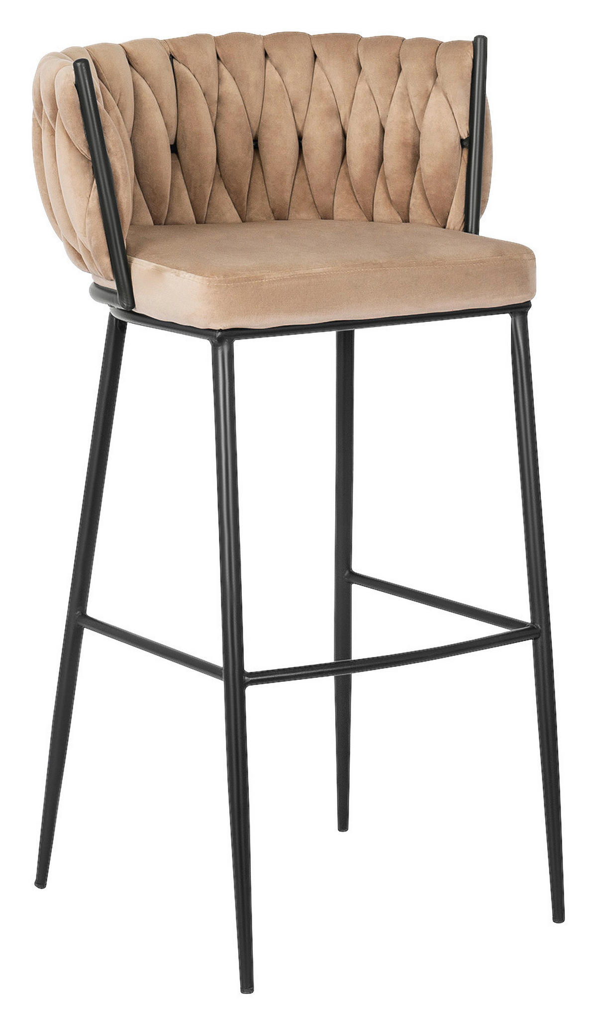 Barhocker FLORES beige Velourstoff B/H/T: ca. 60x104,5x56 cm FLORES - beige (60,00/104,50/56,00cm) - WIPMEB