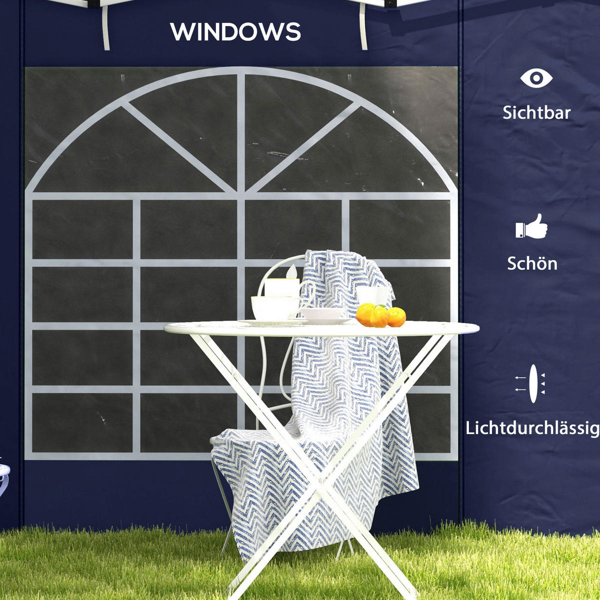 Outsunny Pavillon-Seitenwände blau Polyester H/L: ca. 195x295 cm Pavillon-Seitenwände - blau (295,00cm) - Outsunny