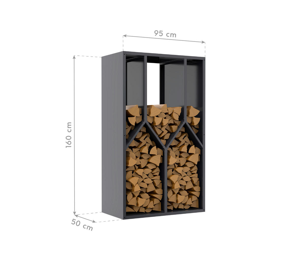 Westmann Kaminholzregal Castra anthrazit B/H/L: ca. 95x160x50 cm Castra - anthrazit (50,00/95,00/160,00cm) - Westmann