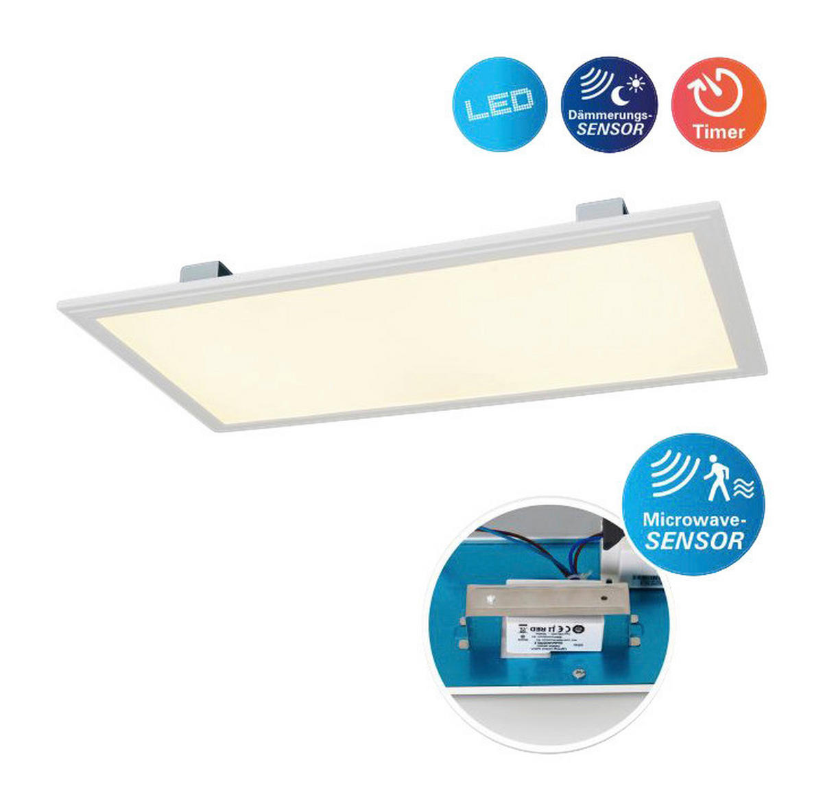 Näve Leuchten LED-Sensor-Panel NV1355526 weiß Aluminium B/H/T: ca. 30x5x60 cm 1 Brennstellen Alegre - weiß (30,00/5,00/60,00cm) - Näve Leuchten