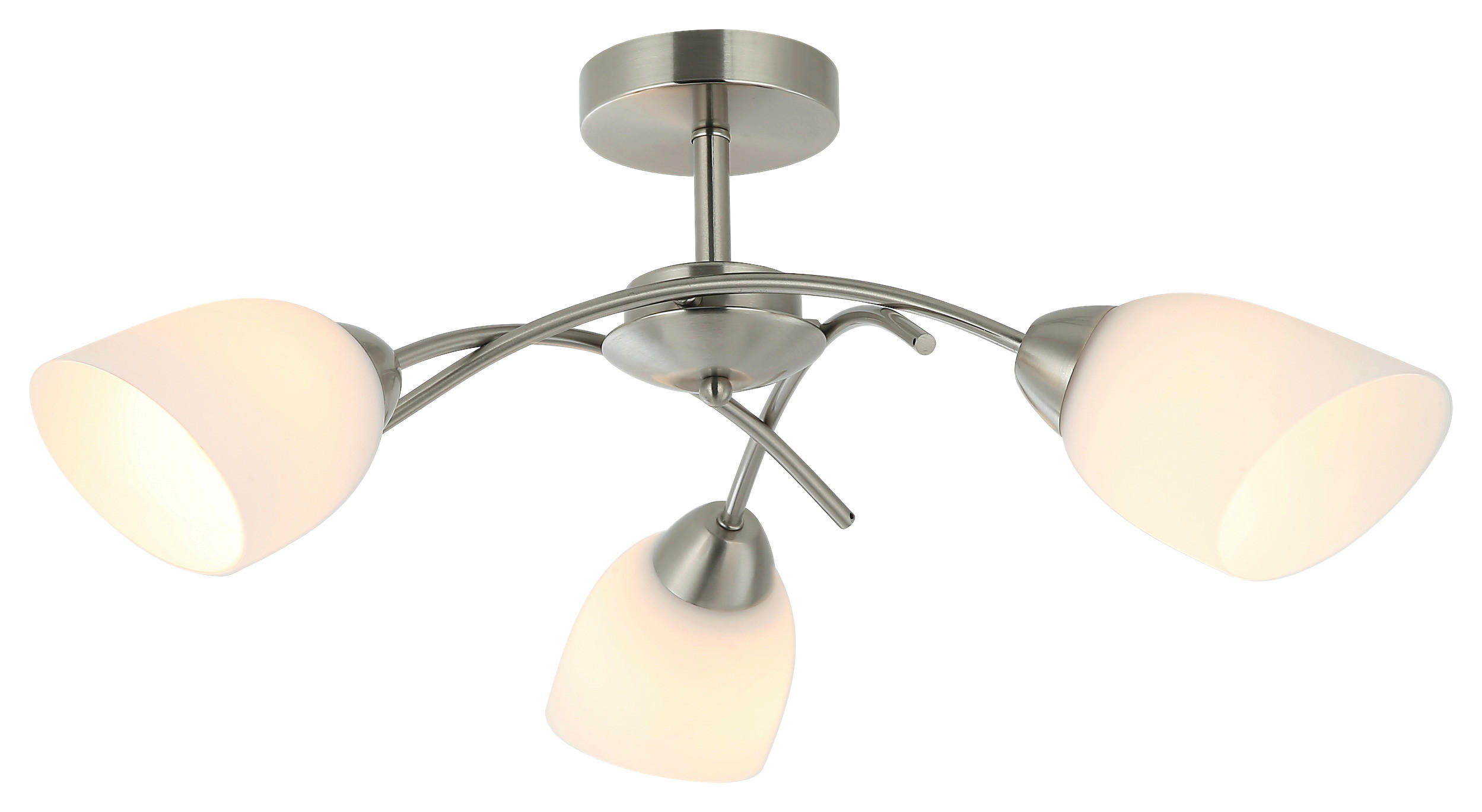 Lamkur Deckenleuchte DONNA 45498 nickel Metall Glas H/L: ca. 25x51 cm E27 3 Brennstellen Donna - nickel (51,00cm) - Lamkur