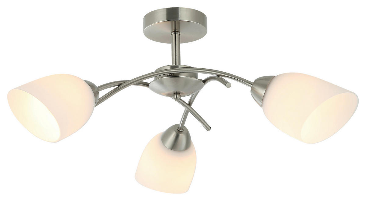 Lamkur Deckenleuchte DONNA 45498 nickel Metall Glas H/L: ca. 25x51 cm E27 3 Brennstellen Donna - nickel (51,00cm) - Lamkur