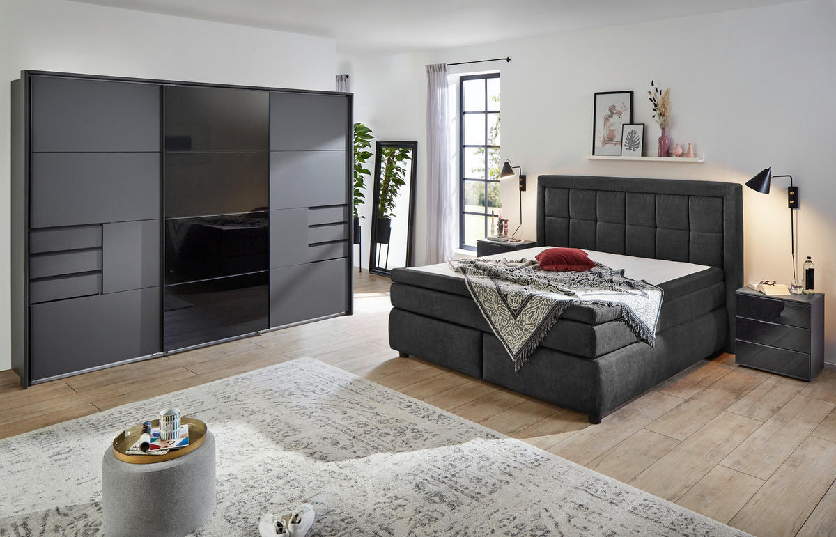Boxspringbett  anthrazit dunkel Liegefläche B/L: ca. 180x200 cm Sophia_Mix_Boxspringbett - anthrazit (200,00/133,00/219,00cm)