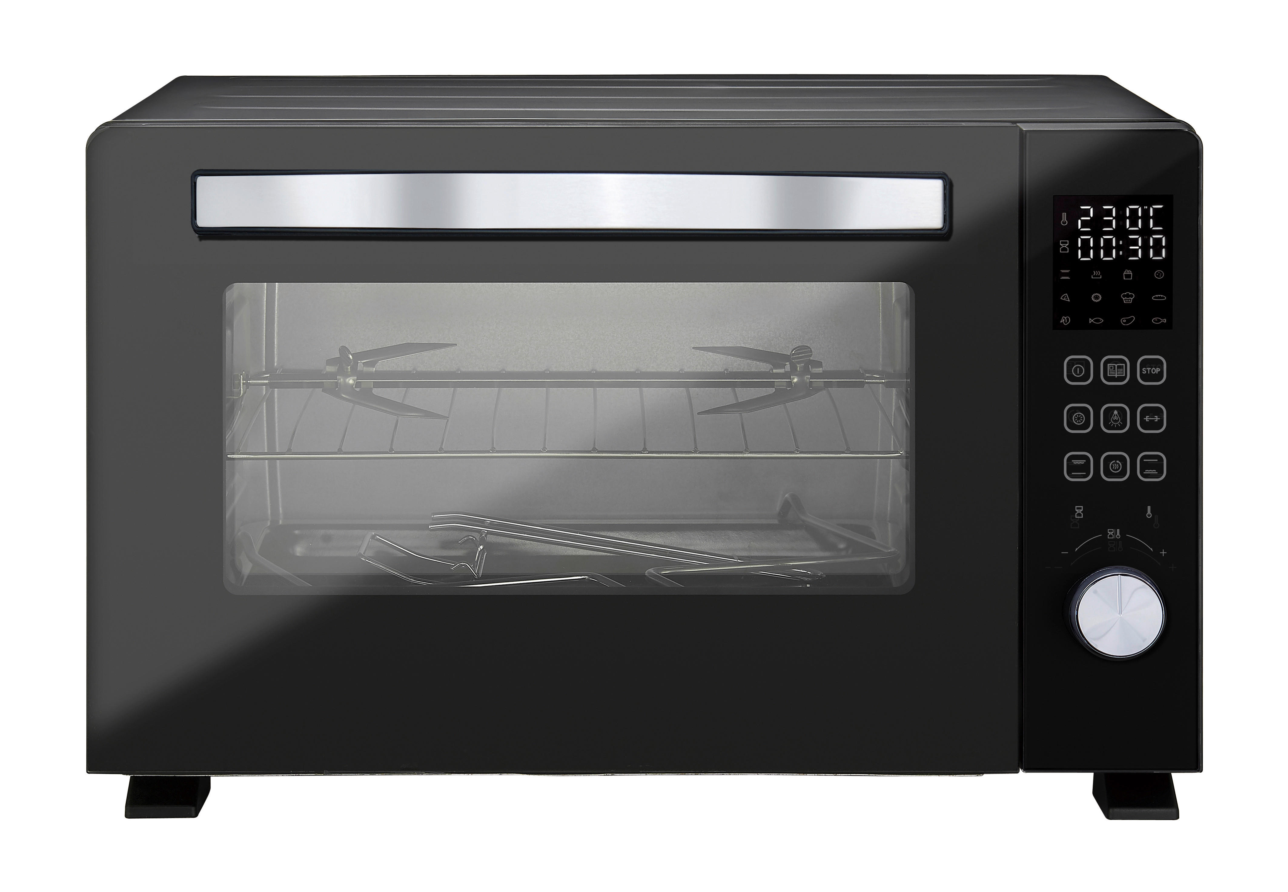 POCOline Mini-Backofen schwarz Glas B/H/L: ca. 38,4x37,2x53,6 cm ca. 36 l Digitaler_Mini-Backofen 36l Kreta - schwarz/silber (53,60/38,40/37,20cm) - POCOline