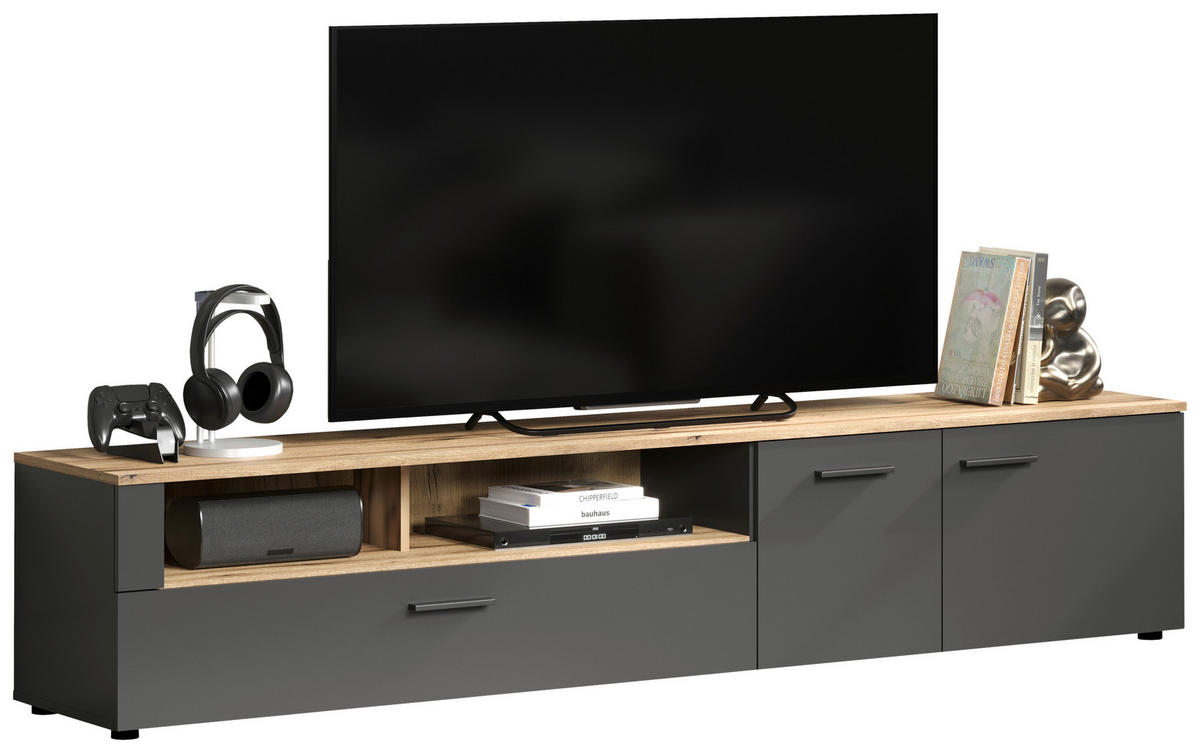 TV-Lowboard Esteban anthrazit Eiche Evoke Coast Nachbildung B/H/T: ca. 210x43x41 cm Esteban - Eiche/anthrazit (210,00/43,00/41,00cm)