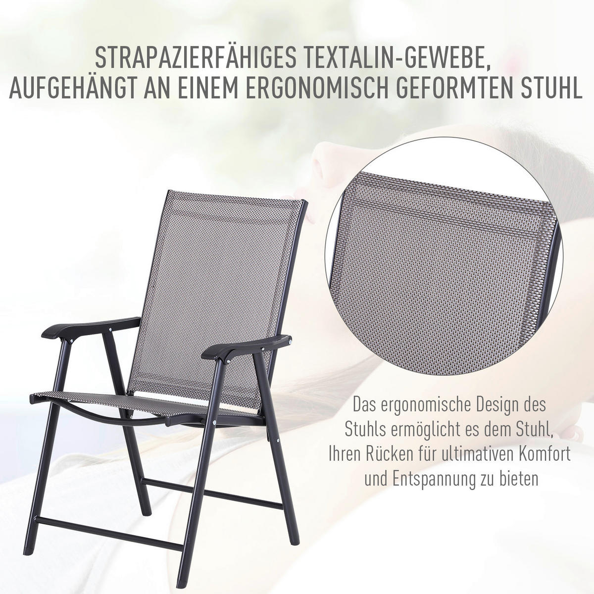 Outsunny Campingstuhl grau Metall B/H/T: ca. 58x94x64 cm Campingstuhl - grau (58,00/94,00/64,00cm) - Outsunny