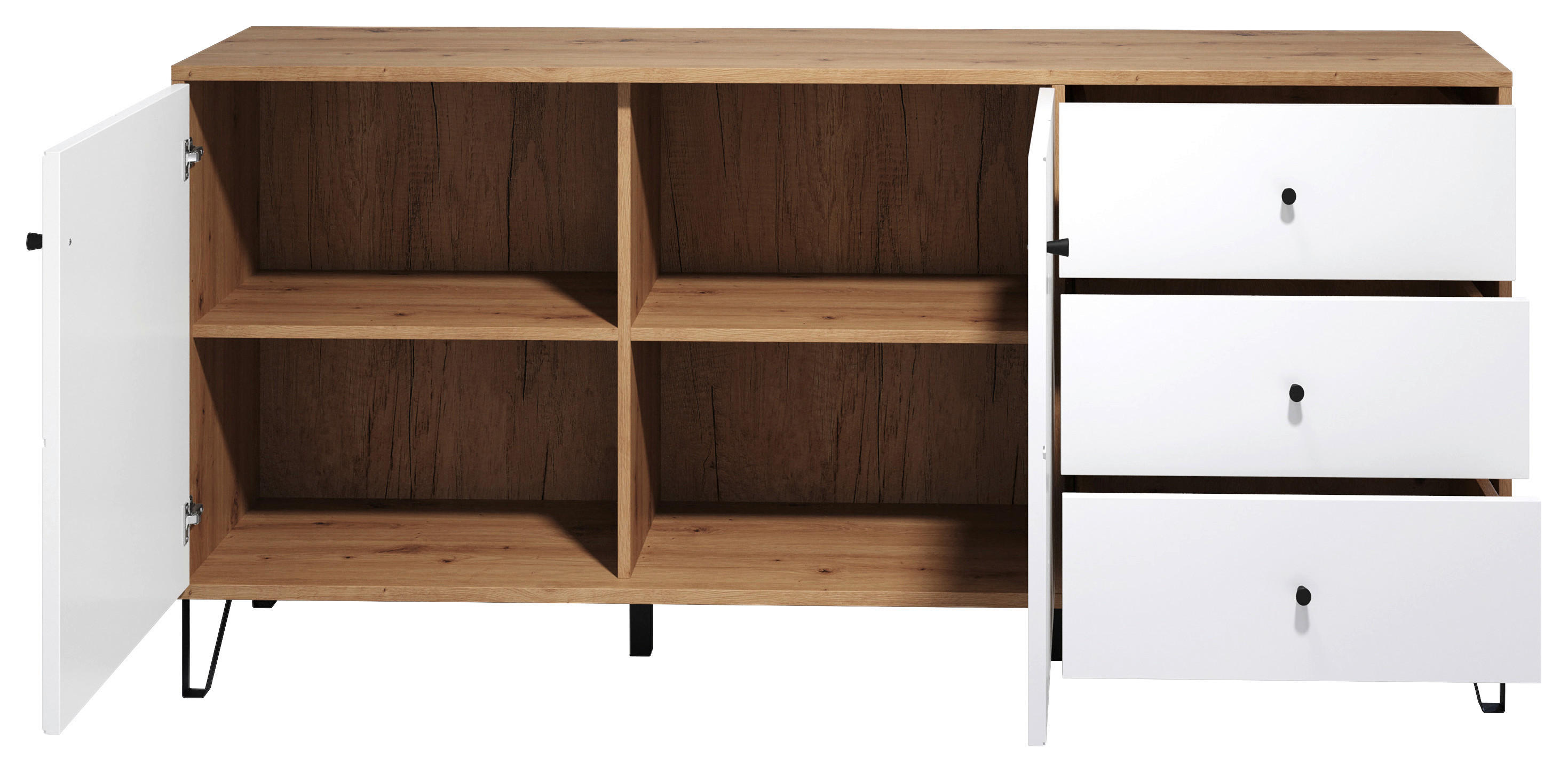 Sideboard Touch Eiche Artisan Nachbildung weiß matt B/H/T: ca. 183x76x40 cm Touch - Eiche/weiß (183,00/76,00/40,00cm)