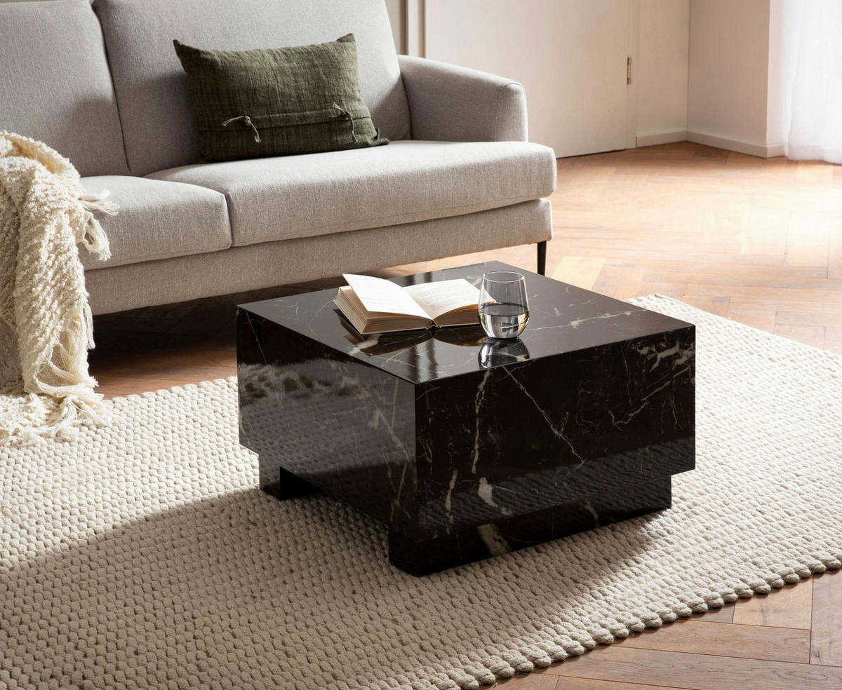 Couchtisch schwarz Marmor Optik B/H/T: ca. 60x35x60 cm Couchtisch - schwarz (60,00/35,00/60,00cm) - Wohnling