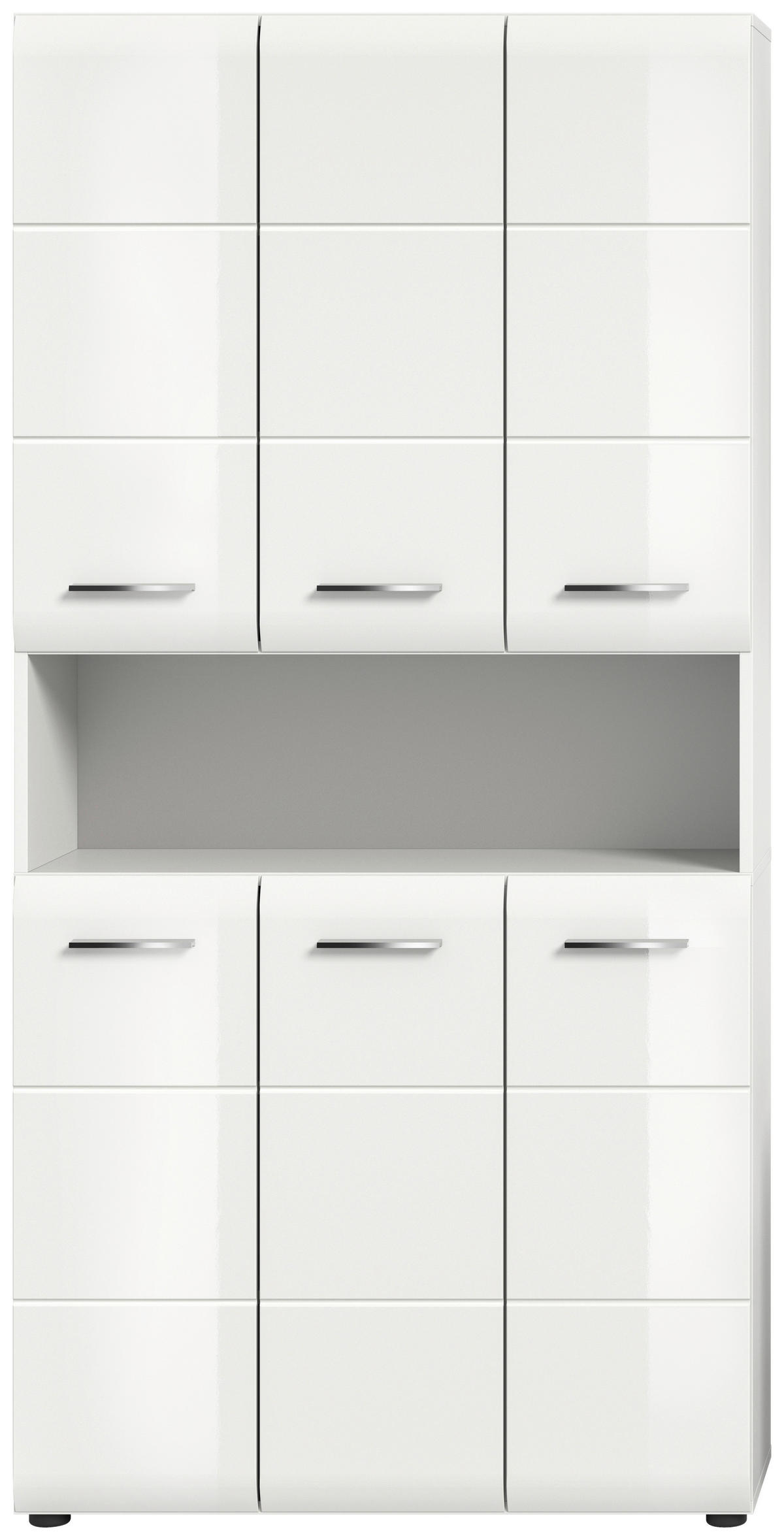 Mehrzweckschrank Ice weiß weiß Hochglanz B/H/T: ca. 90x185x30 cm Ice - weiß (90,00/185,00/30,00cm) - xonox.home
