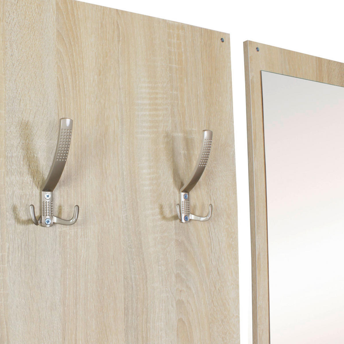 Garderobe Eiche Sonoma Nachbildung weiß B/T: ca. 80x27 cm Garderobe mit Spiegel - Eiche/weiß (80,00/27,00cm) - Wohnling