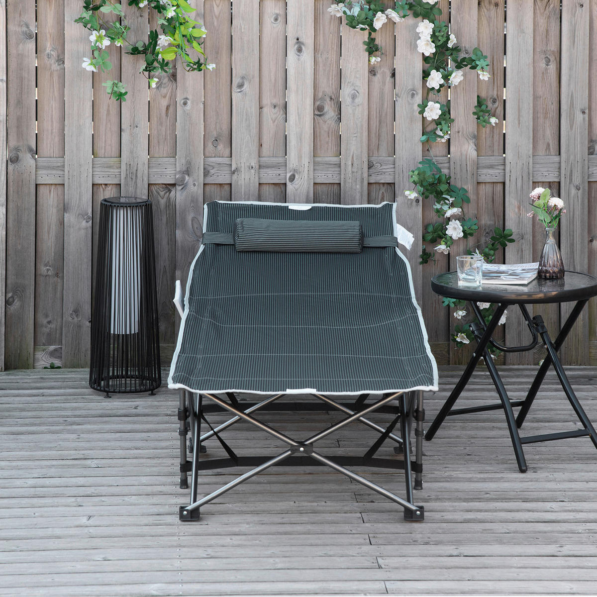 Outsunny Campingbett B/H/L: ca. 64,5x53x188 cm Campingbett - grau (188,00/64,50/53,00cm) - Outsunny