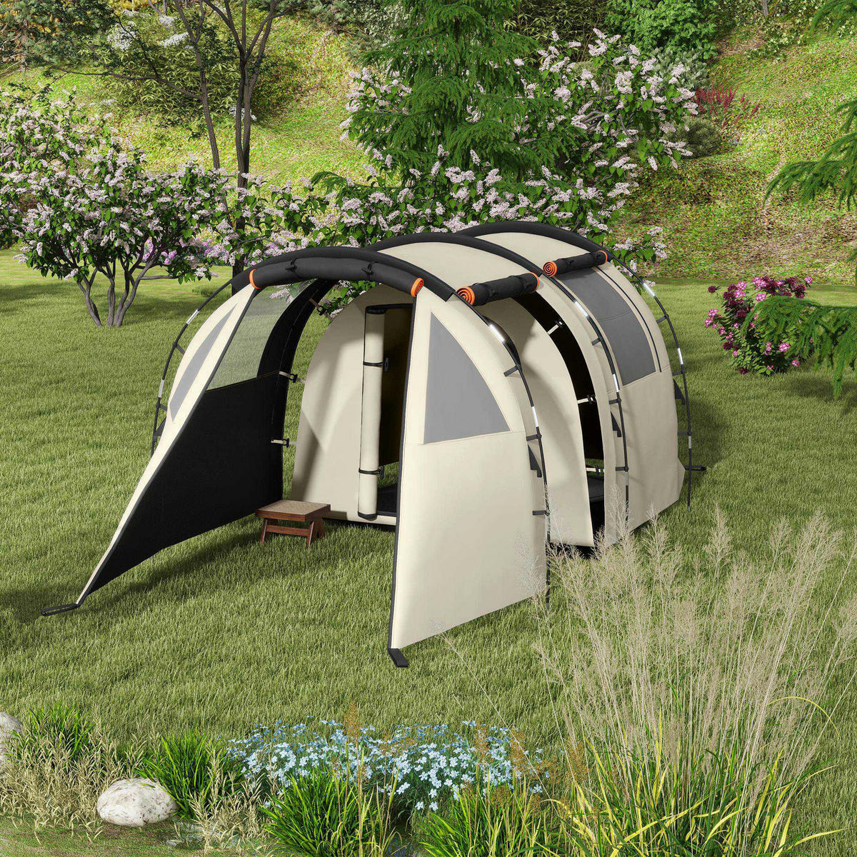 Outsunny Campingzelt B/H/L: ca. 230x180x460 cm Campingzelt - khaki (460,00/230,00/180,00cm) - Outsunny