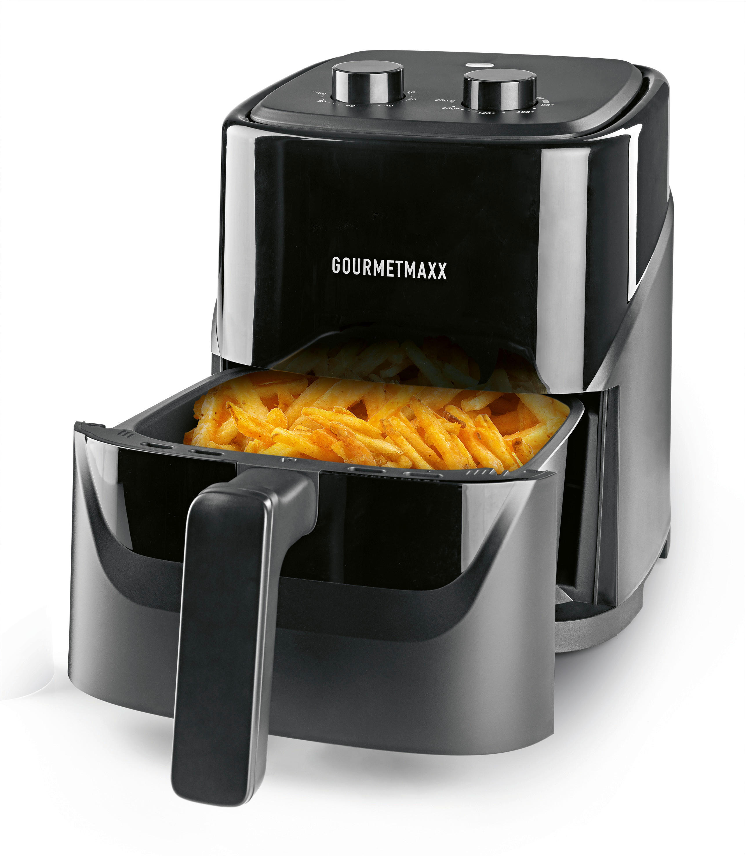 GOURMETmaxx Heißluftfritteuse 19170 schwarz Metall B/H/L: ca. 18,3x18,3x10,3 cm ca. 3,2 l Heißluftfritteuse 19170 - schwarz (10,30/18,30/18,30cm) - GOURMETmaxx