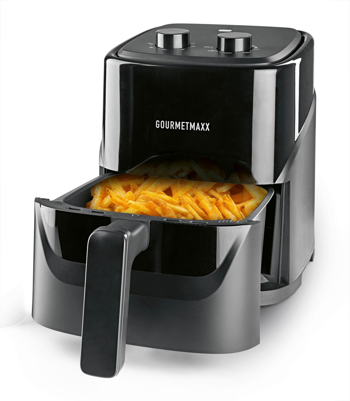 GOURMETmaxx Heißluftfritteuse 19170 schwarz Metall B/H/L: ca. 18,3x18,3x10,3 cm ca. 3,2 l Heißluftfritteuse 19170 - schwarz (10,30/18,30/18,30cm) - GOURMETmaxx