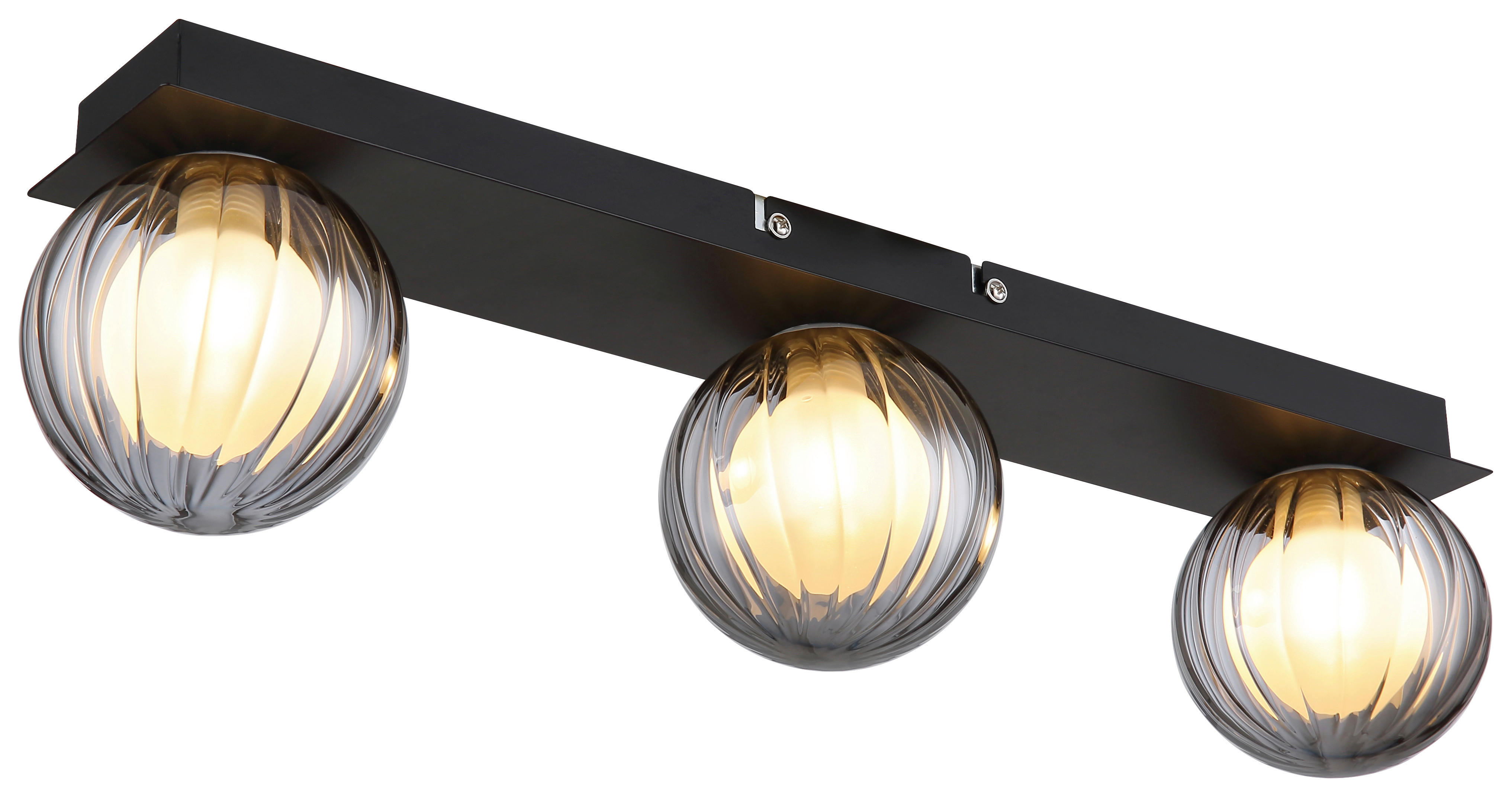 GLOBO LED-Deckenleuchte schwarz Rauch Glas Metall B/H/T: ca. 10x12,5x50 cm 3 Brennstellen ANDER - schwarz/Rauch (10,00/12,50/50,00cm) - GLOBO