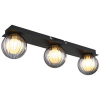 GLOBO LED-Deckenleuchte schwarz Rauch Glas Metall B/H/T: ca. 10x12,5x50 cm 3 Brennstellen ANDER - schwarz/Rauch (10,00/12,50/50,00cm) - GLOBO