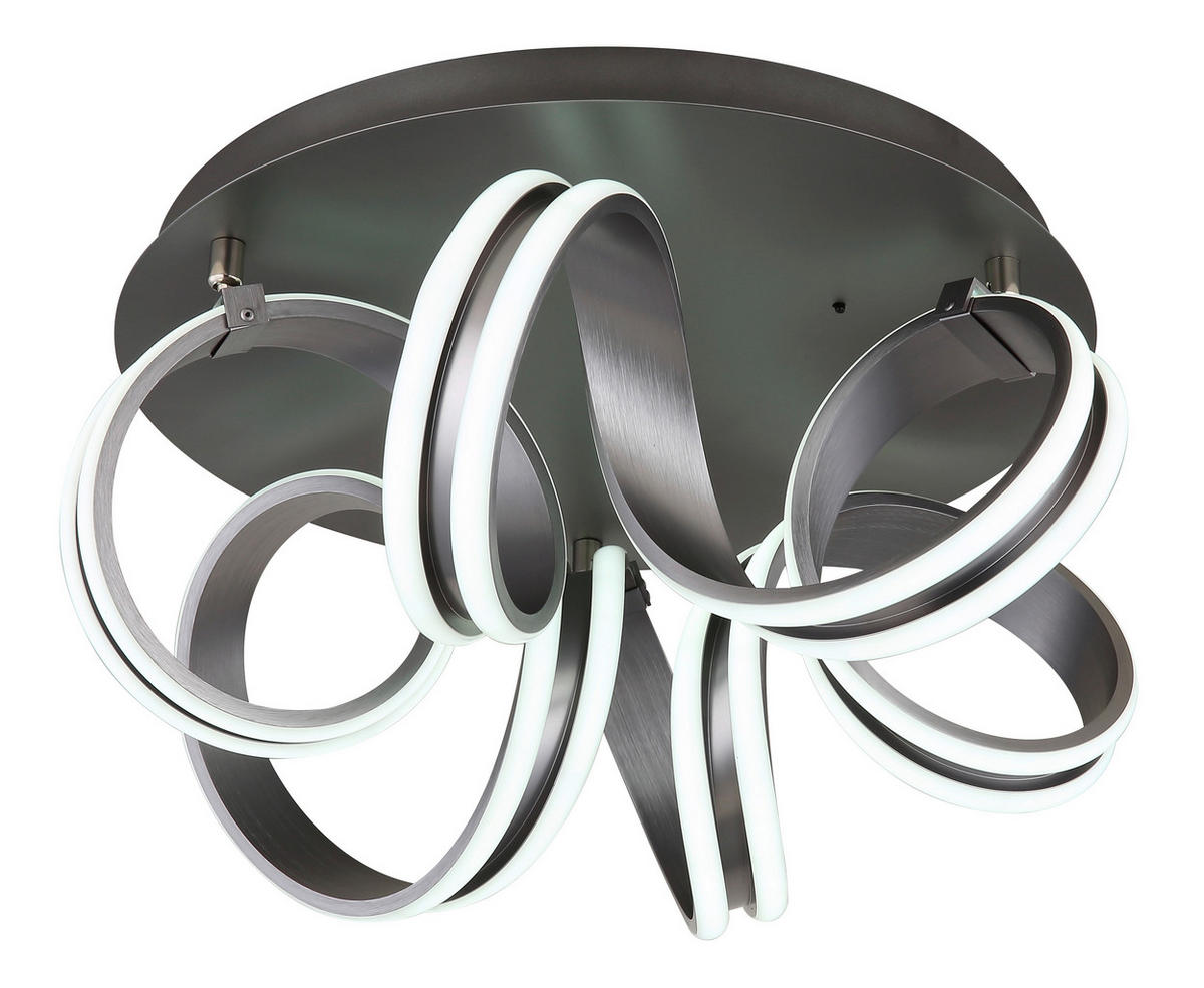 GLOBO Deckenleuchte dunkelgrau Opal Metall Aluminium H/D: ca. 25x54 cm 1 Brennstellen Kuni - Opal/dunkelgrau (54,00/25,00cm) - GLOBO