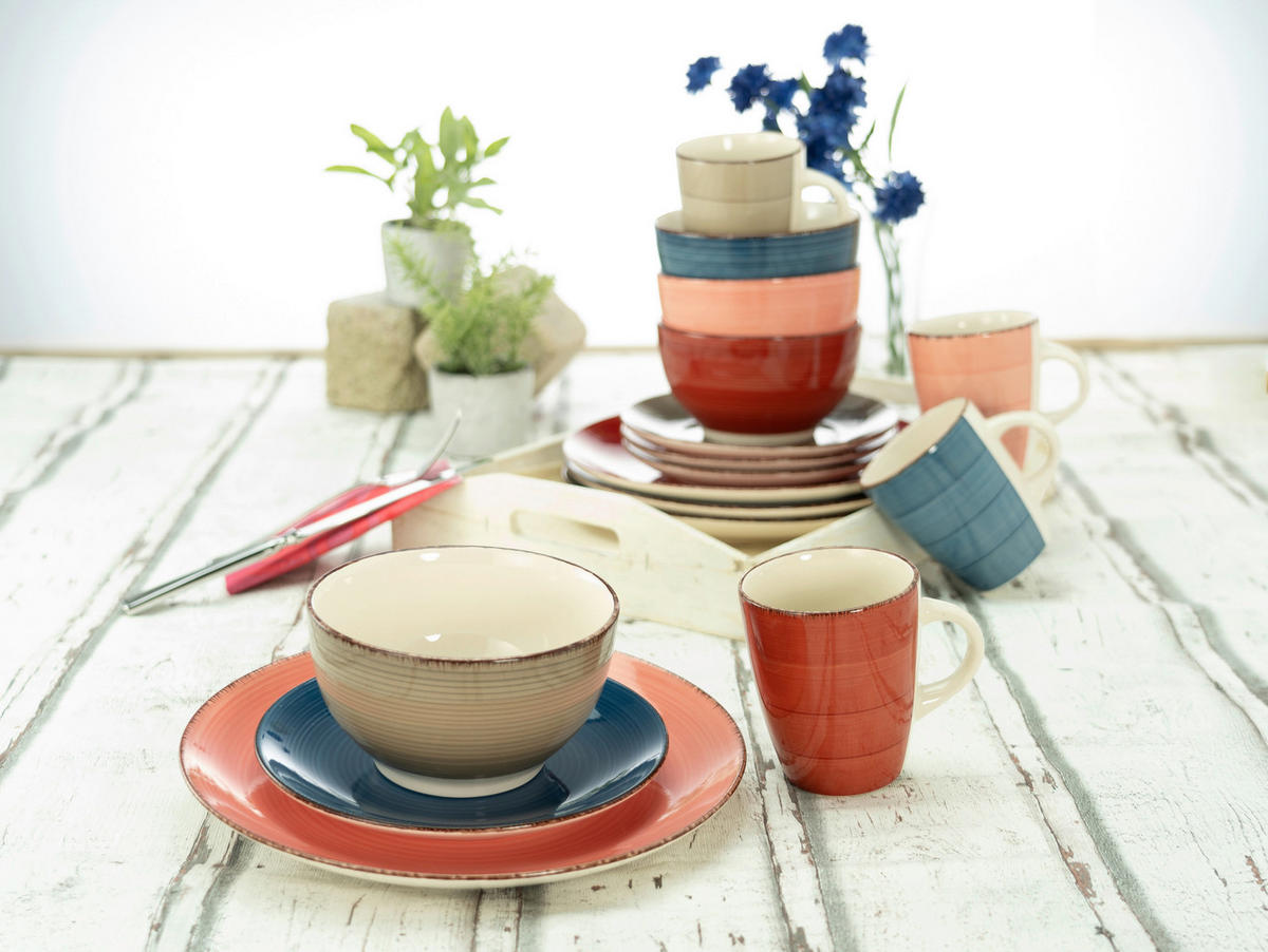 CreaTable Kombiservice Bella Casa COTTAGE rot Steingut Bella Casa COTTAGE - multicolor - CreaTable